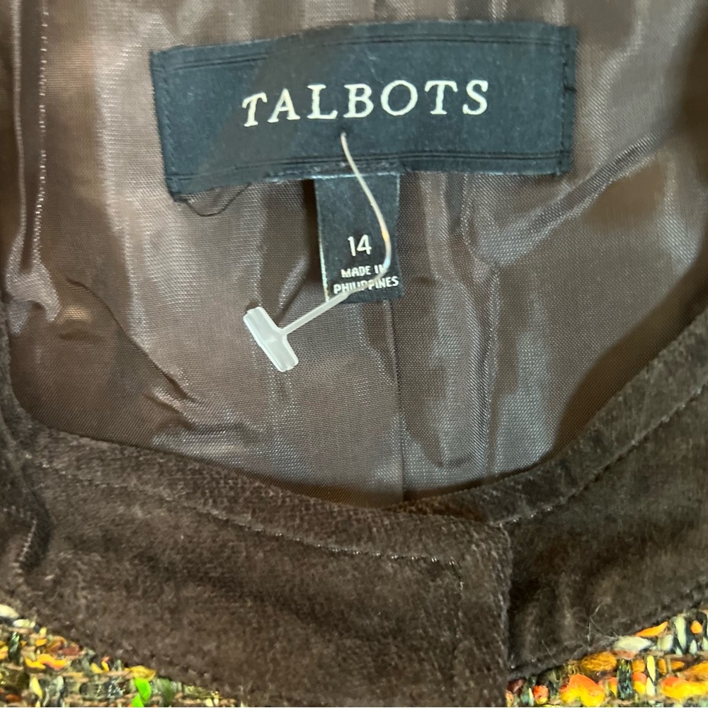 Talbots Tweed Blazer Velvet Trim Jacket Fully Lined Button Front Heritage Classy - Picture 8 of 8